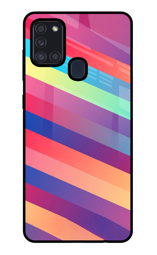 Stripes color Samsung A21s Glass Case