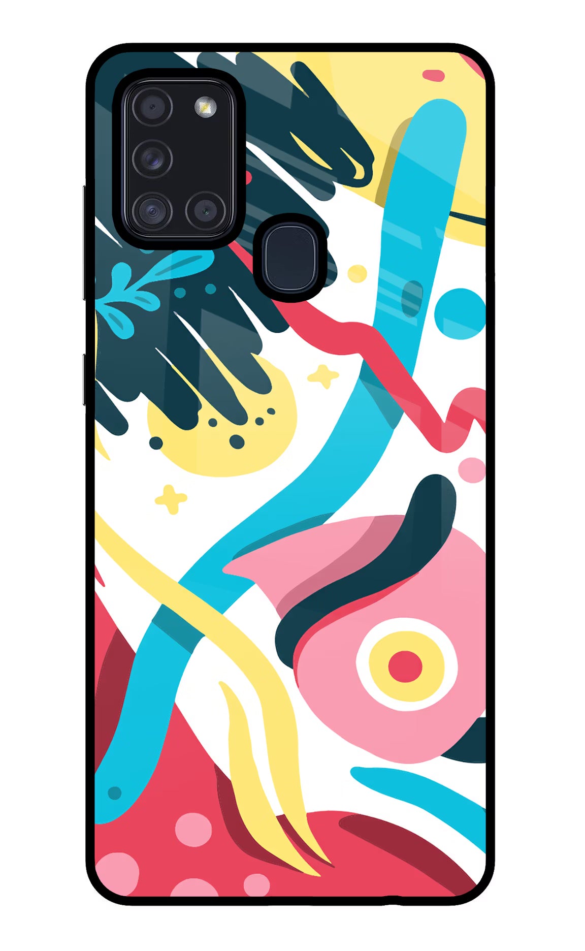 Trippy Samsung A21s Glass Case Back Cover by Casekaro