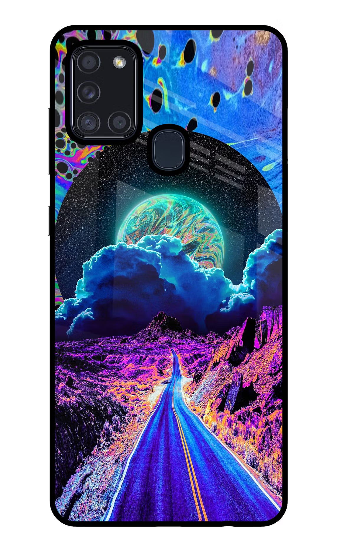Psychedelic Painting Samsung A21s Glass Case Back Cover by Casekaro