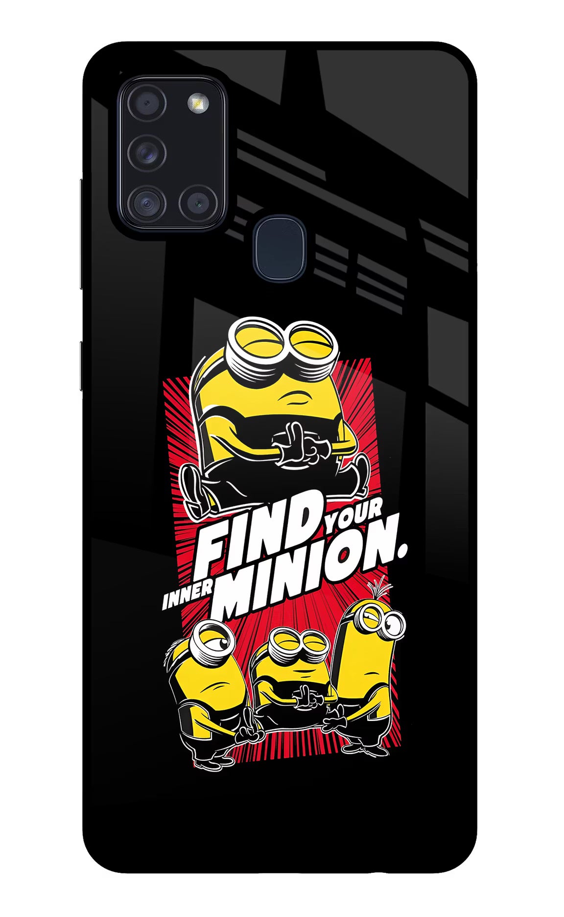 Find your inner Minion Samsung A21s Glass Case Back Cover by Casekaro