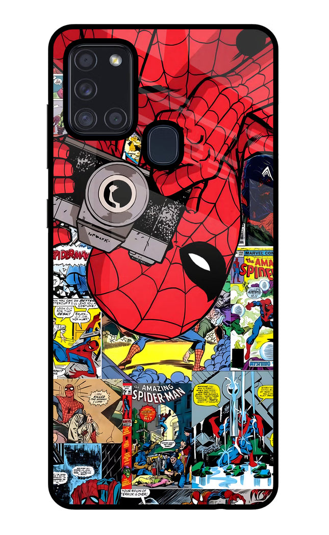 Spider Man Samsung A21s Glass Case Back Cover by Casekaro