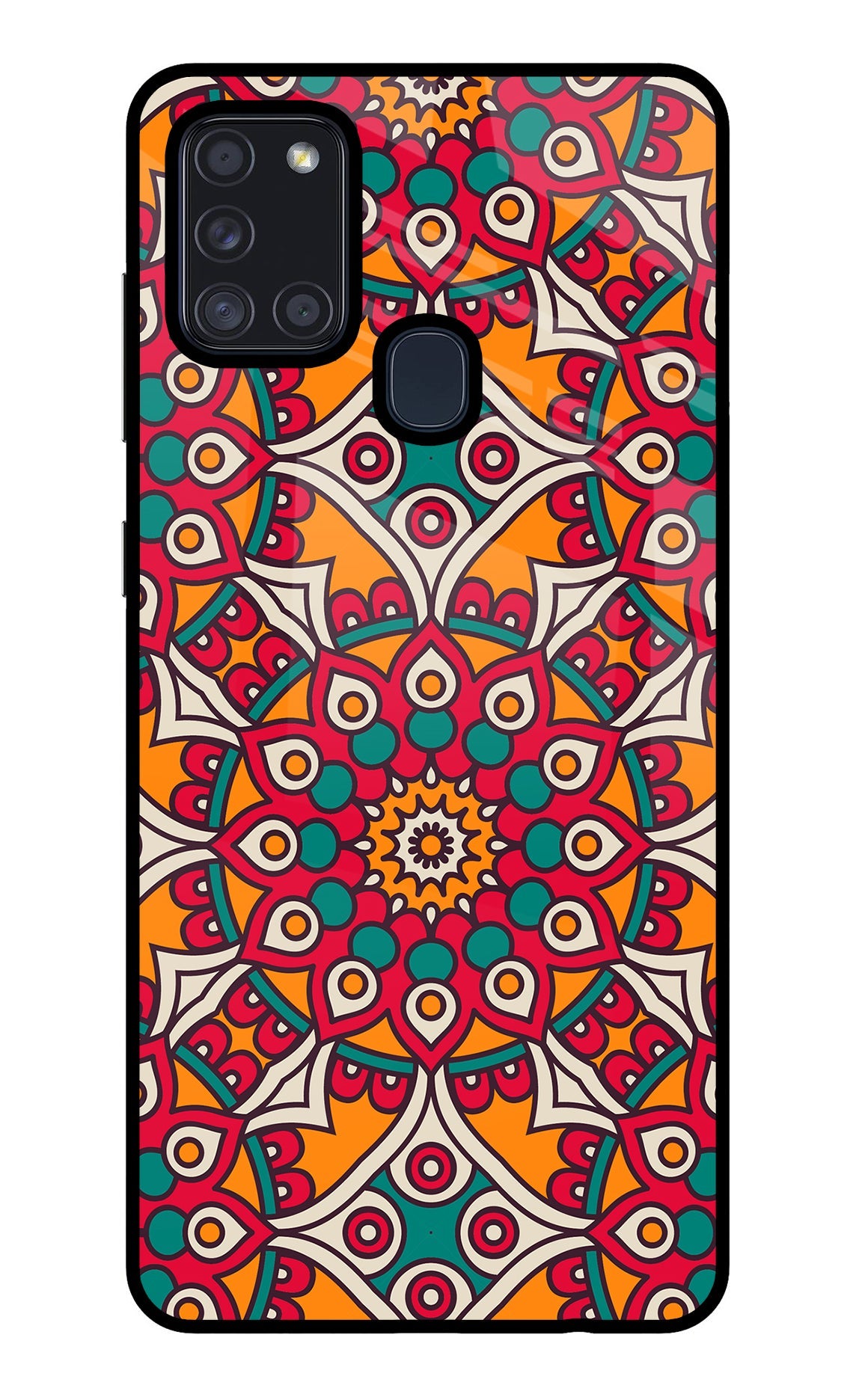 Mandala Art Samsung A21s Glass Case