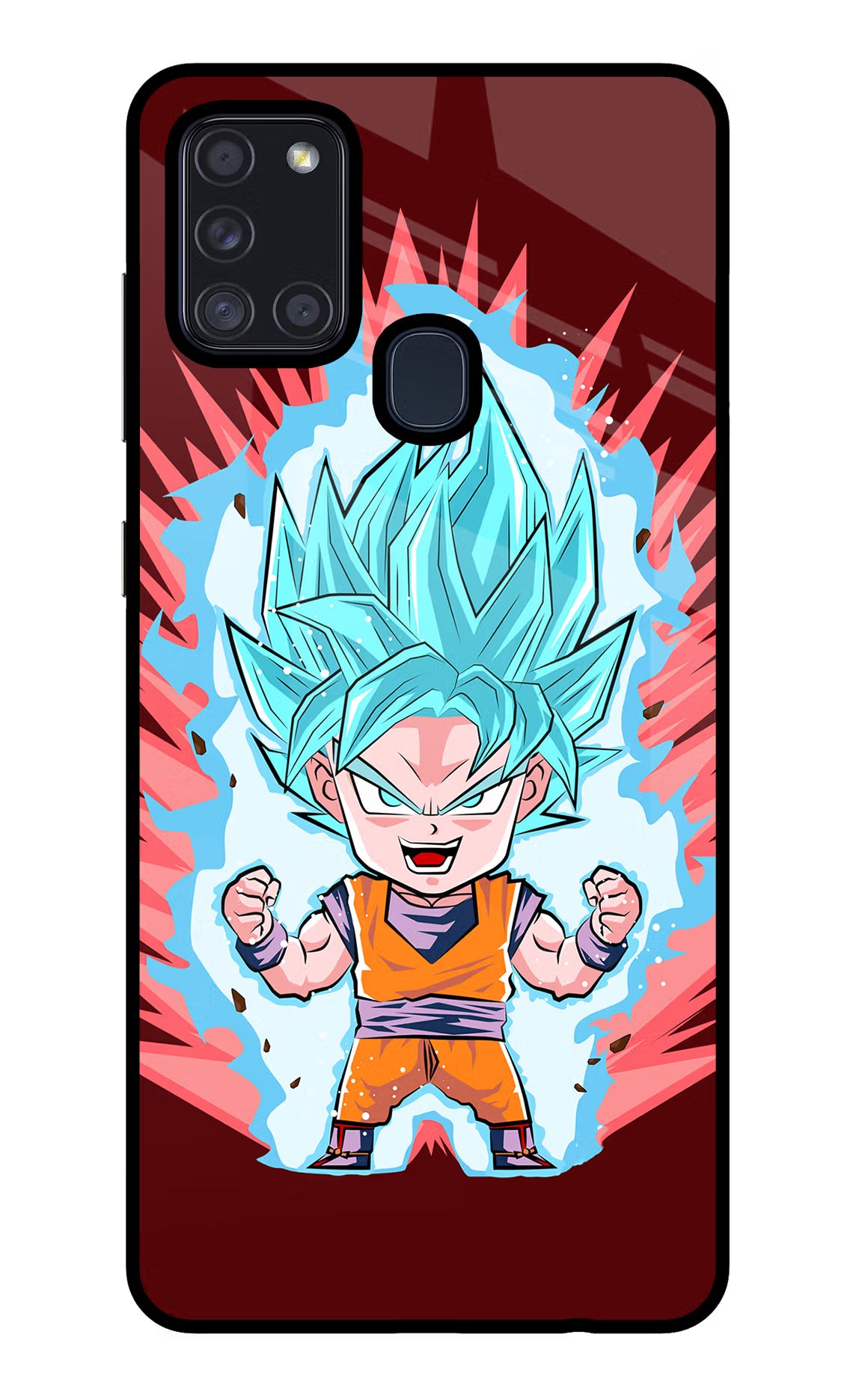 Goku Little Samsung A21s Glass Case Back Cover by Casekaro