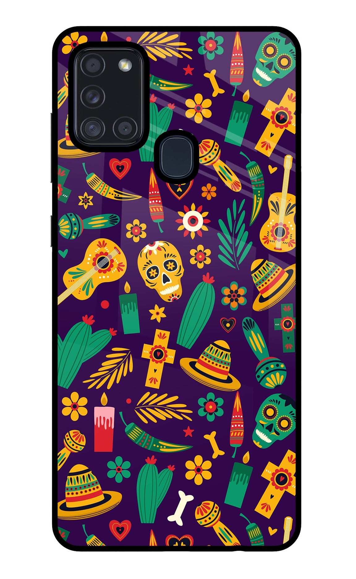 Mexican Artwork Samsung A21s Glass Case