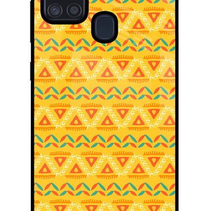 Tribal Pattern Samsung A21s Glass Case