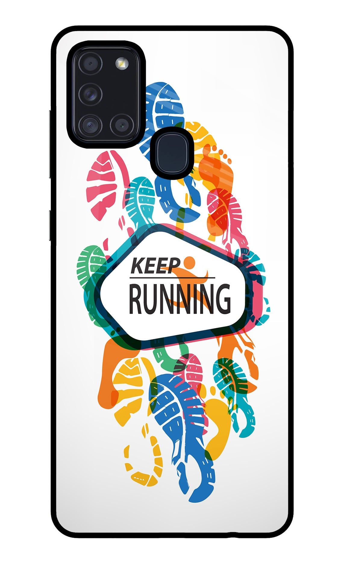 Keep Running Samsung A21s Glass Case