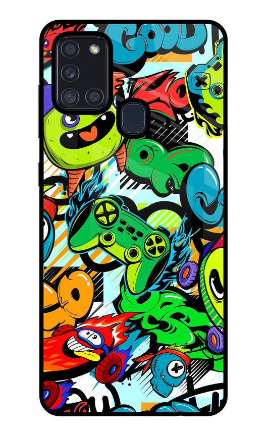 Game Doodle Samsung A21s Glass Case