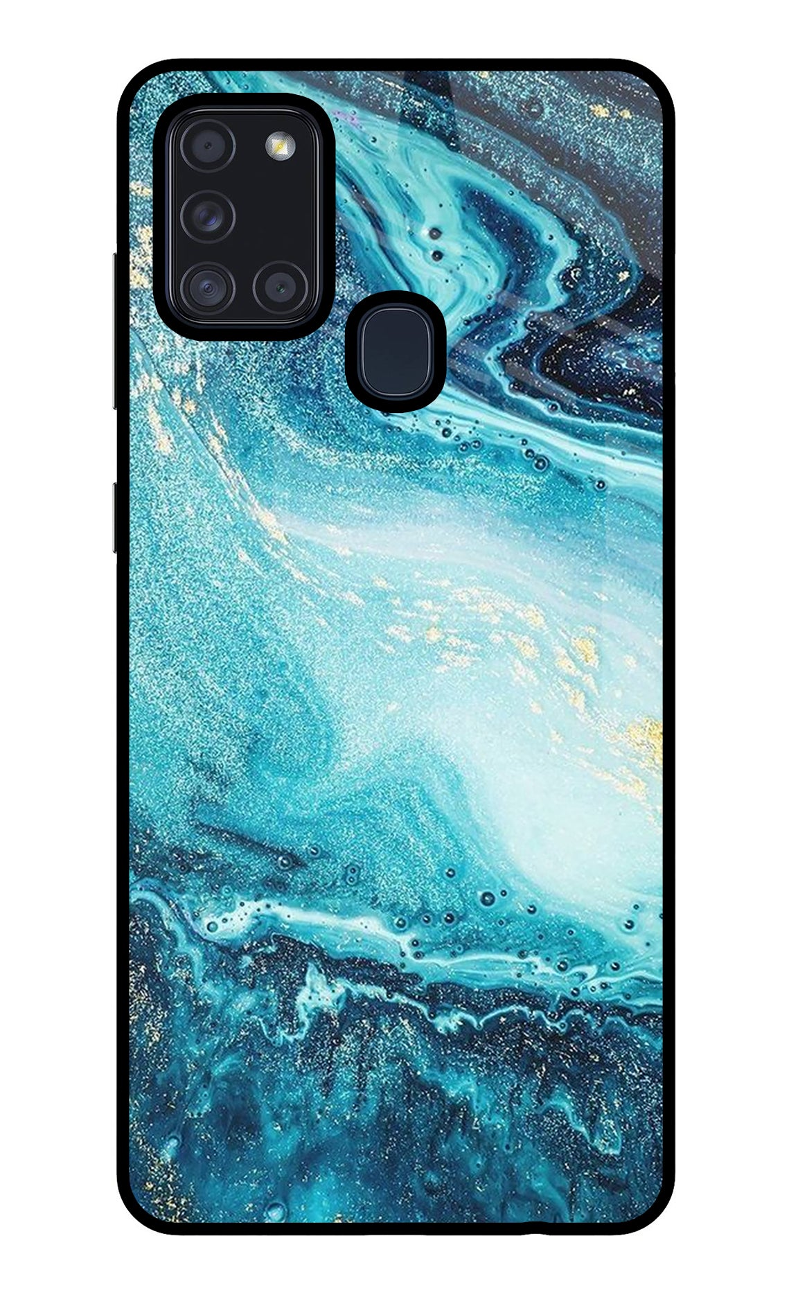 Blue Glitter Marble Samsung A21s Back Cover