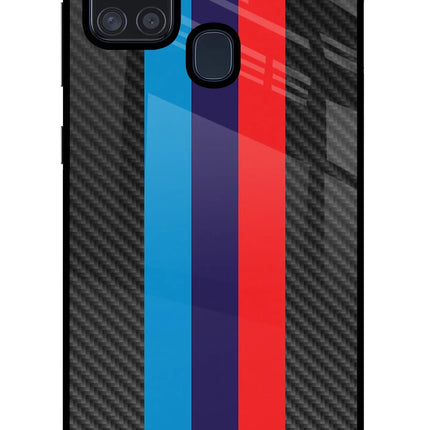 BMW Stripes Pattern Samsung A21s Glass Case