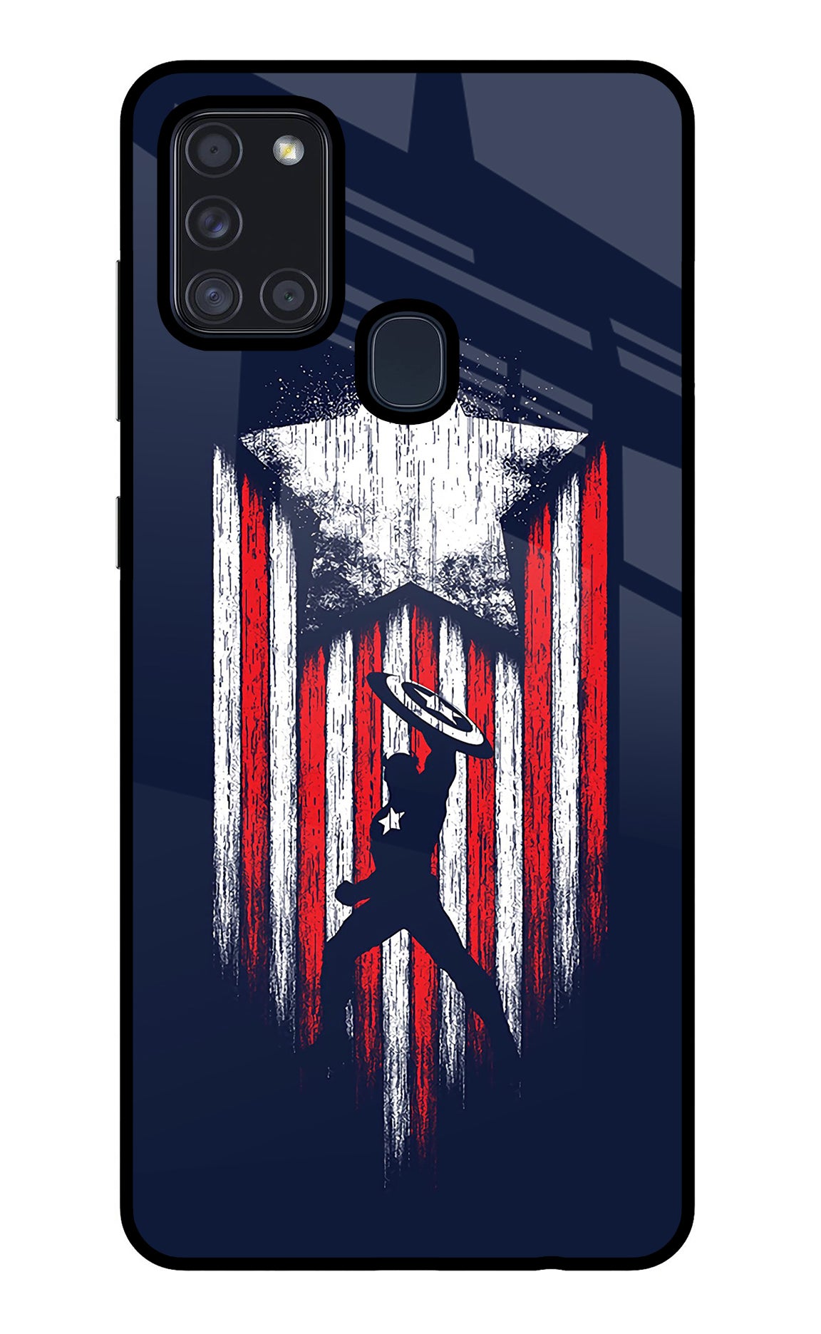 Captain America Marvel Art Samsung A21s Glass Case