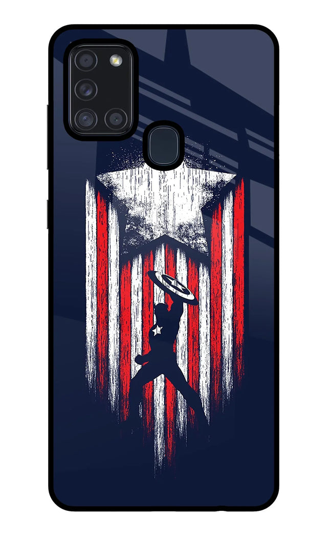Captain America Marvel Art Samsung A21s Glass Case