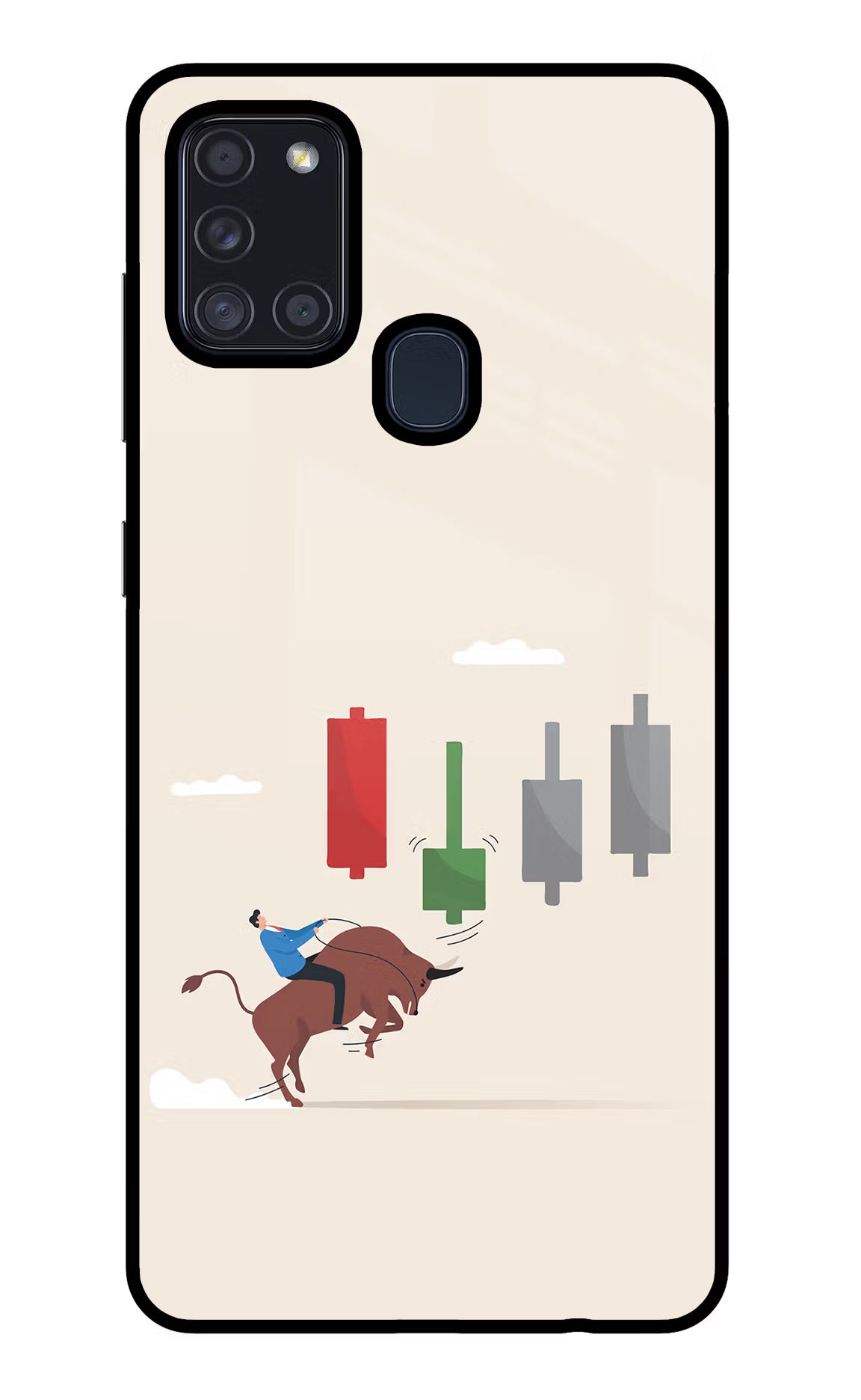 Bull Trading Momentum Samsung A21s Glass Case Back Cover by Casekaro