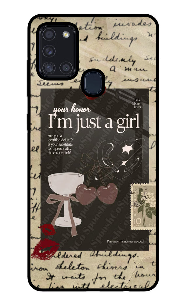I am just a girl Samsung A21s Glass Case