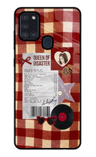 Queen of Disaster Samsung A21s Glass Case
