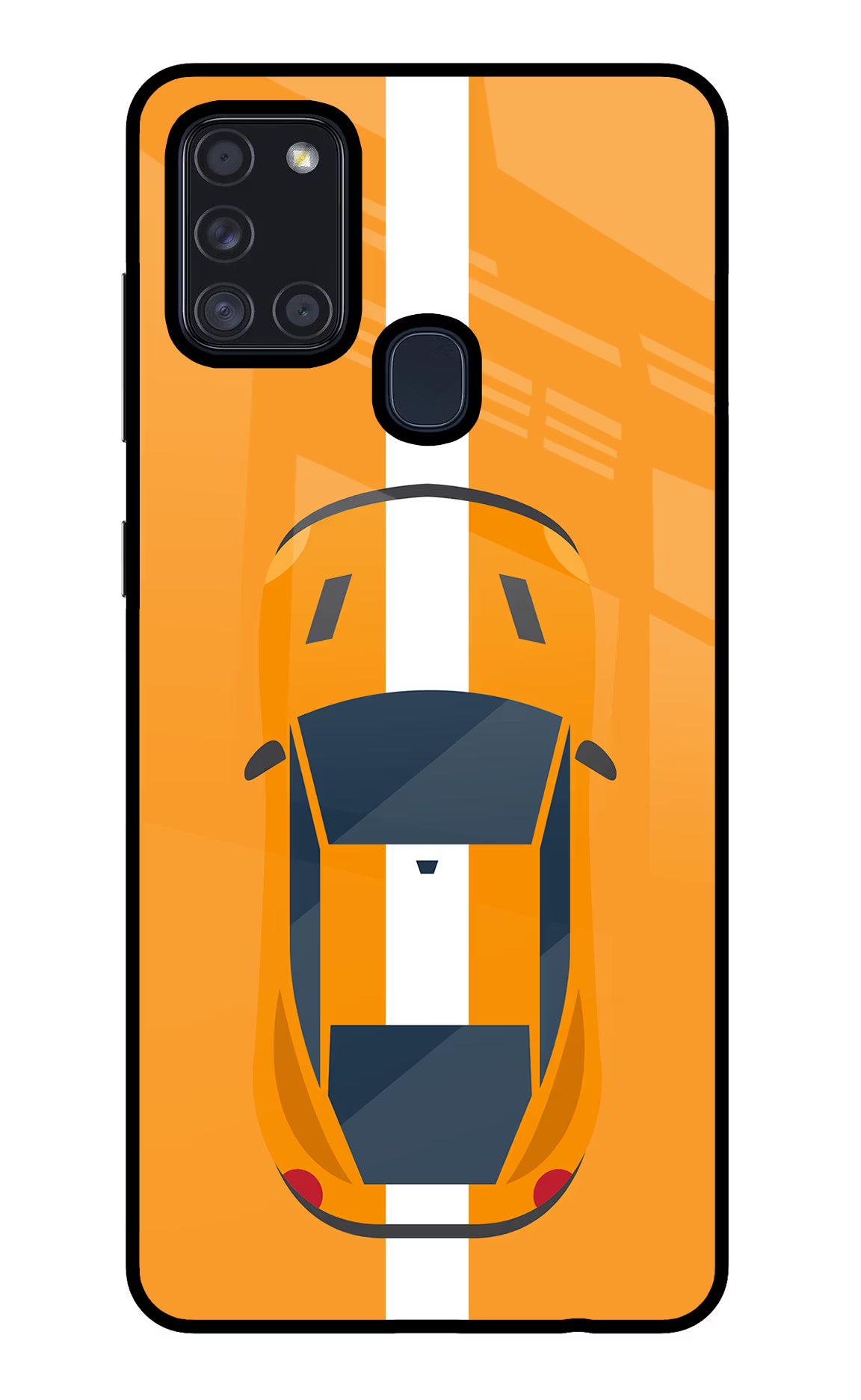 Highway Pursuit Samsung A21s Glass Case Back Cover by Casekaro