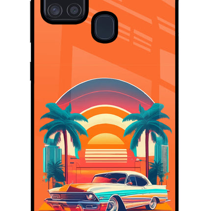 Palm Drive 80s Samsung A21s Glass Case