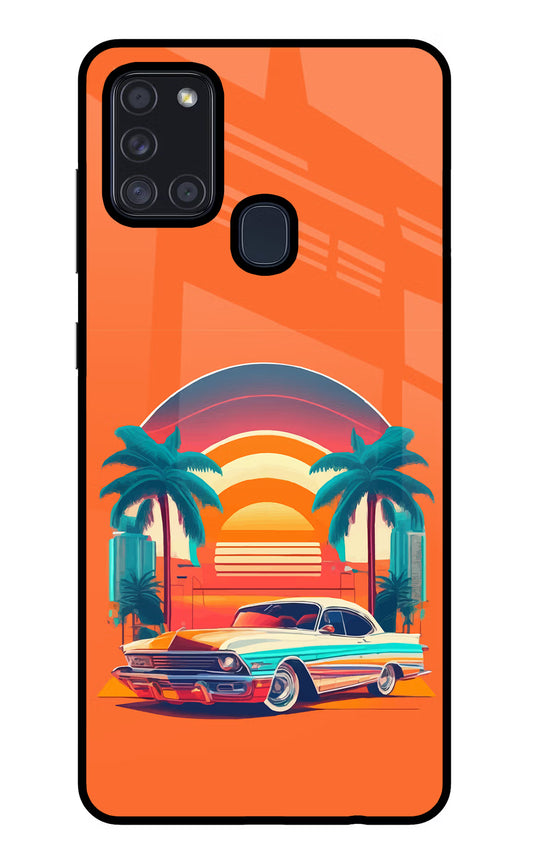 Palm Drive 80s Samsung A21s Glass Case
