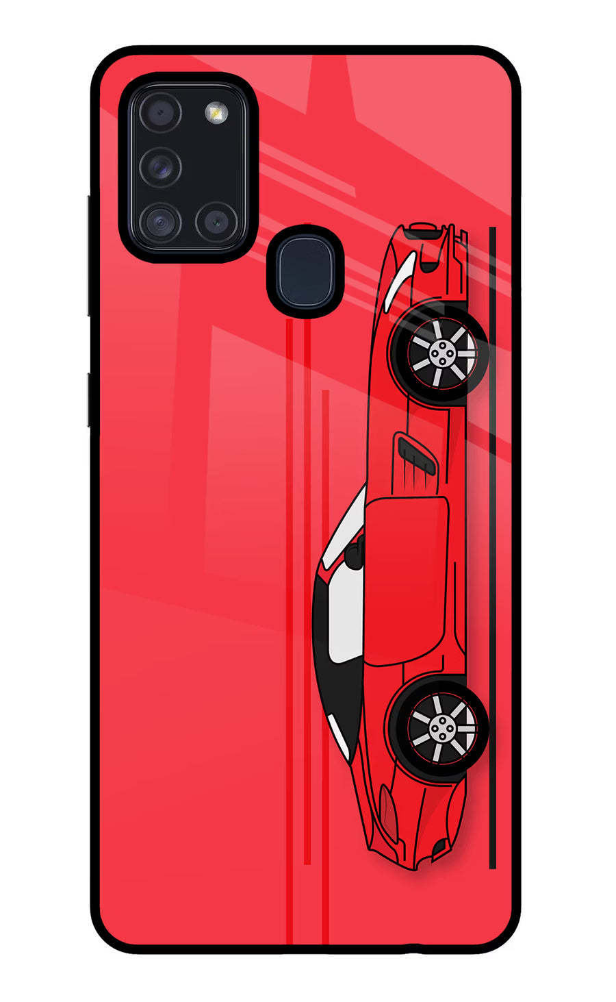 Red Velocity Samsung A21s Back Cover, Glass case