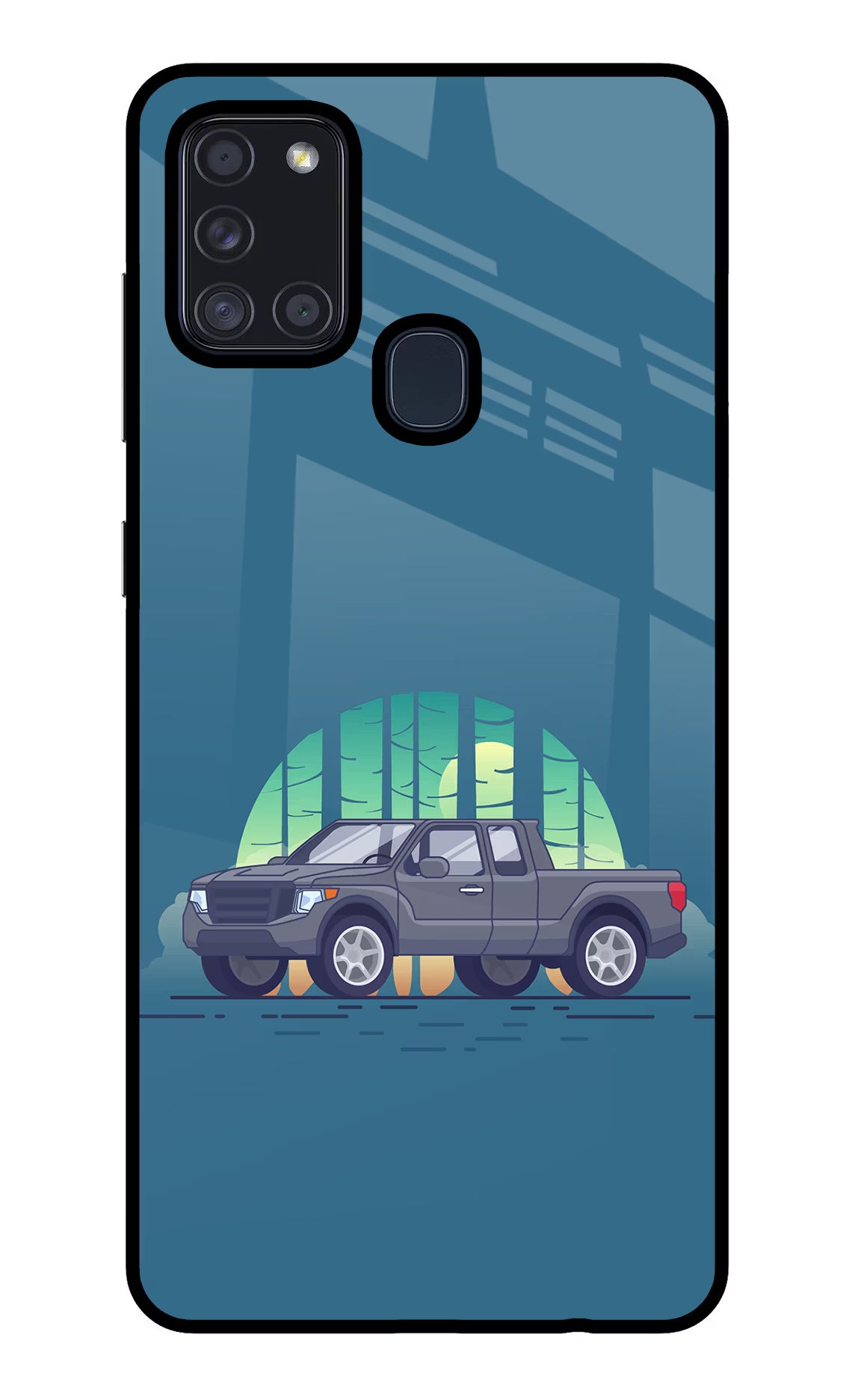 Retro Garage Vibe Samsung A21s Glass Case Back Cover by Casekaro