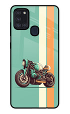 Striped Moto Drift Samsung A21s Glass Case