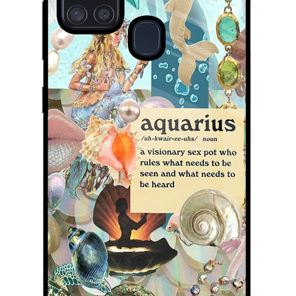 Aquarius Zodiac Samsung A21s Glass Case