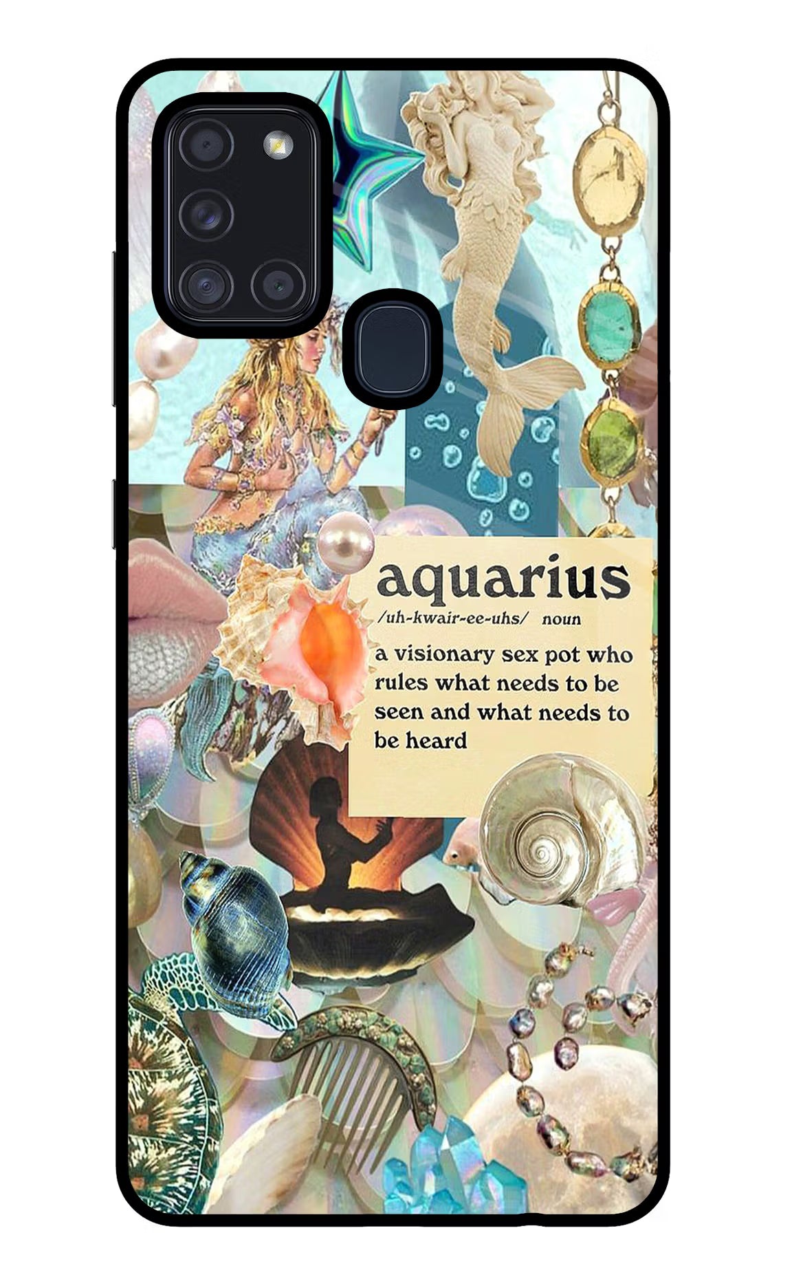 Aquarius Zodiac Samsung A21s Glass Case Back Cover by Casekaro