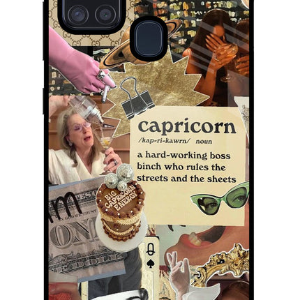 Capricorn Zodiac Samsung A21s Glass Case