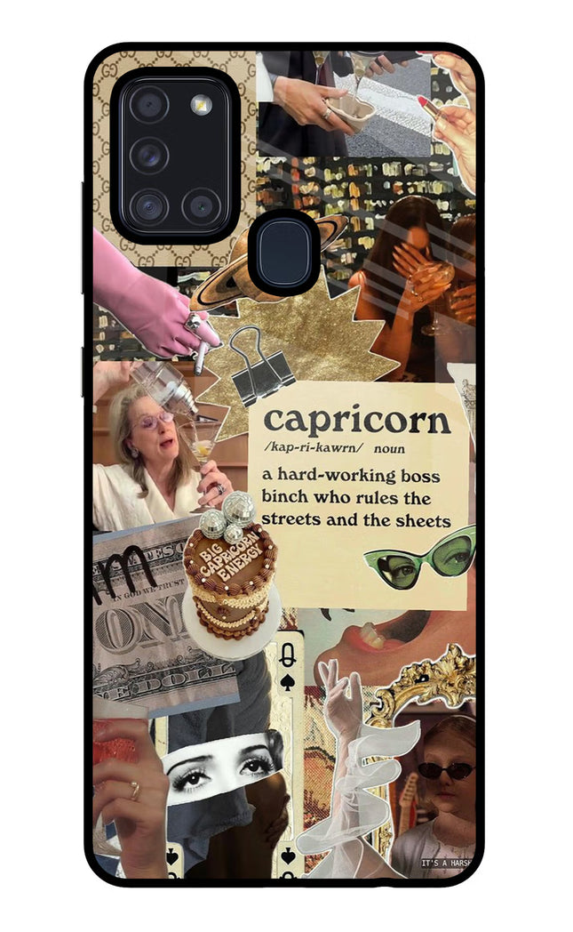 Capricorn Zodiac Samsung A21s Glass Case