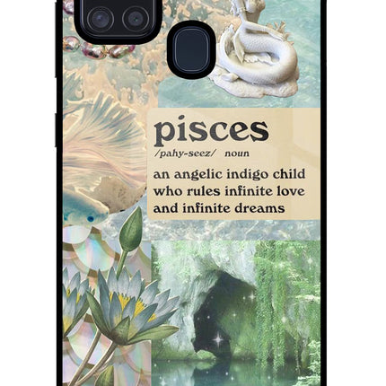 Pisces Zodiac Samsung A21s Glass Case