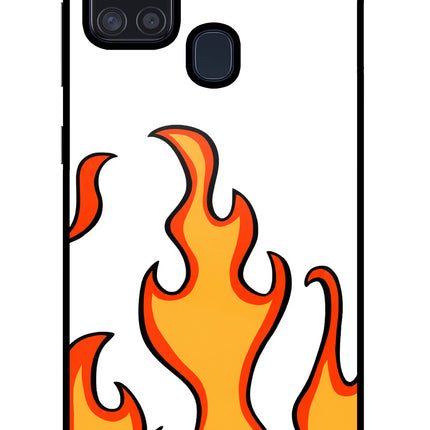 Fired Up – White Samsung A21s Glass Case
