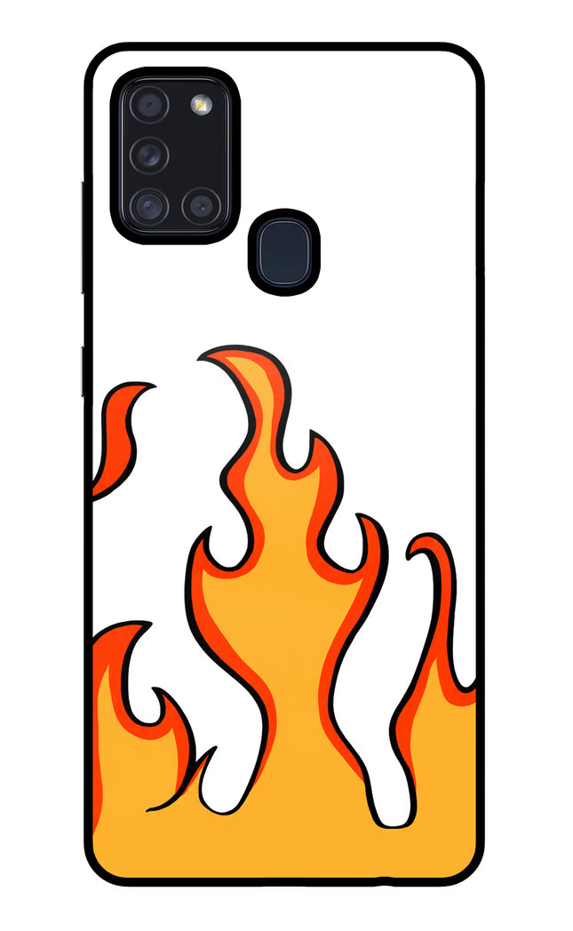 Fired Up – White Samsung A21s Glass Case