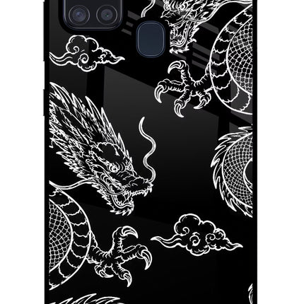Twin Dragons Samsung A21s Glass Case