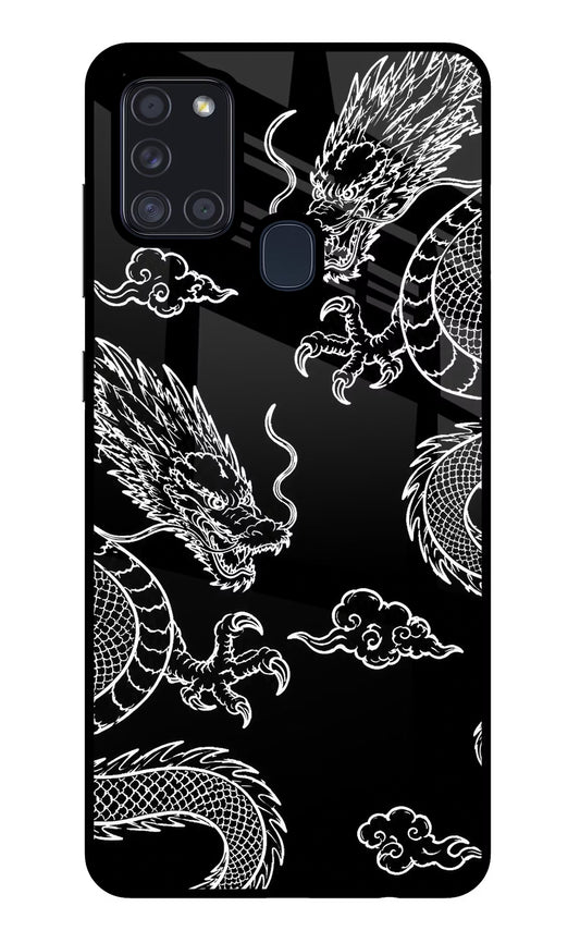 Twin Dragons Samsung A21s Glass Case
