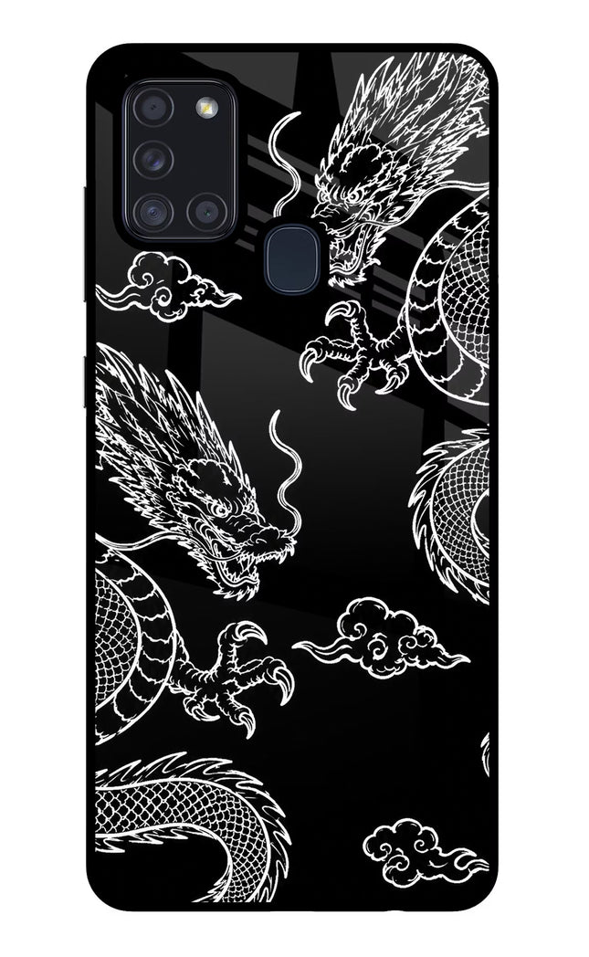 Twin Dragons Samsung A21s Glass Case