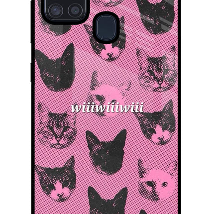 Pink Cats Samsung A21s Glass Case