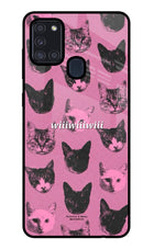 Pink Cats Samsung A21s Glass Case