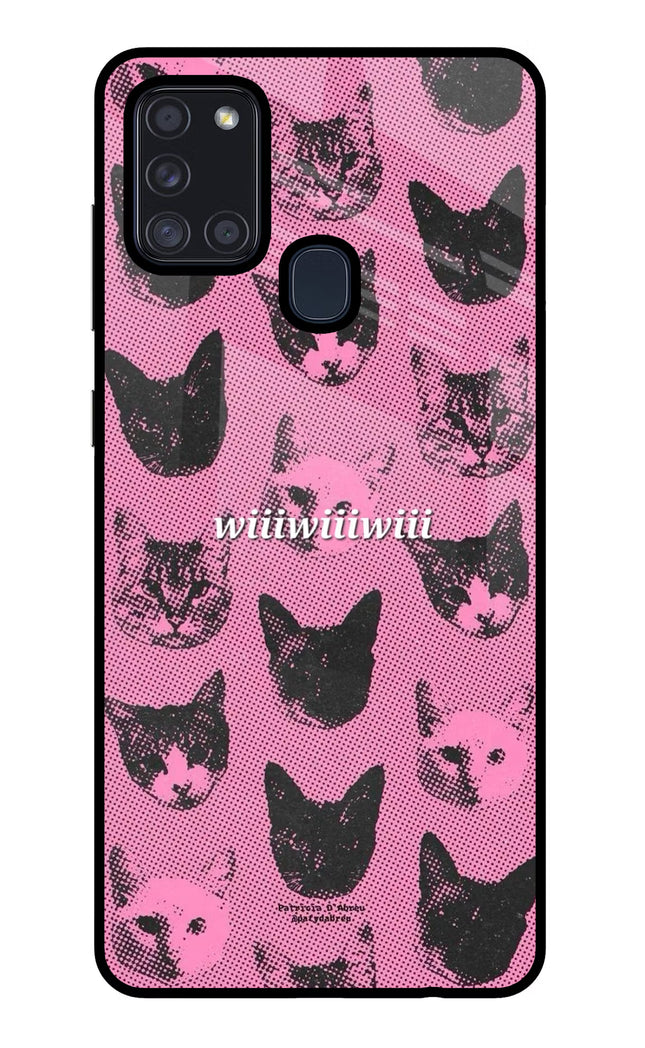 Pink Cats Samsung A21s Glass Case