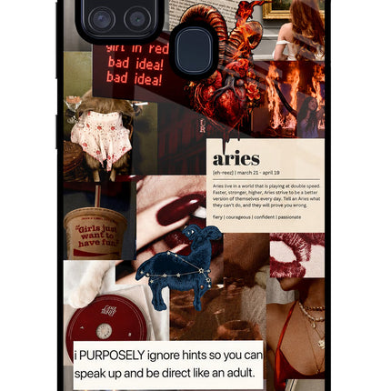 Zodiac Aries Samsung A21s Glass Case