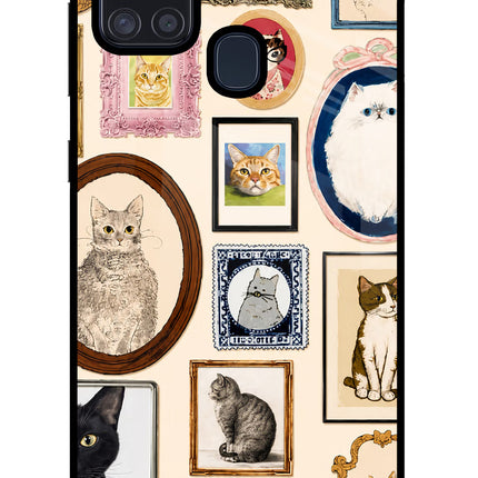 Mirror Cats Samsung A21s Glass Case
