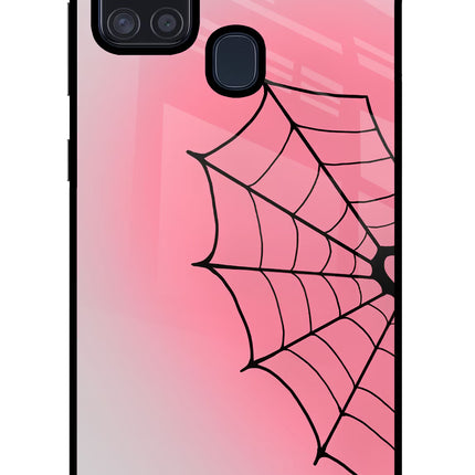 Pink Web Samsung A21s Glass Case