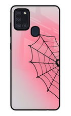 Pink Web Samsung A21s Glass Case