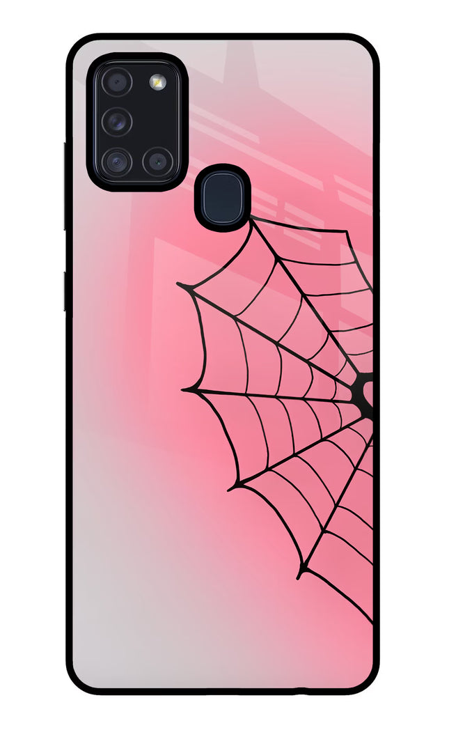 Pink Web Samsung A21s Glass Case