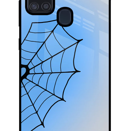Blue Web Samsung A21s Glass Case