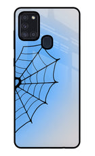 Blue Web Samsung A21s Glass Case