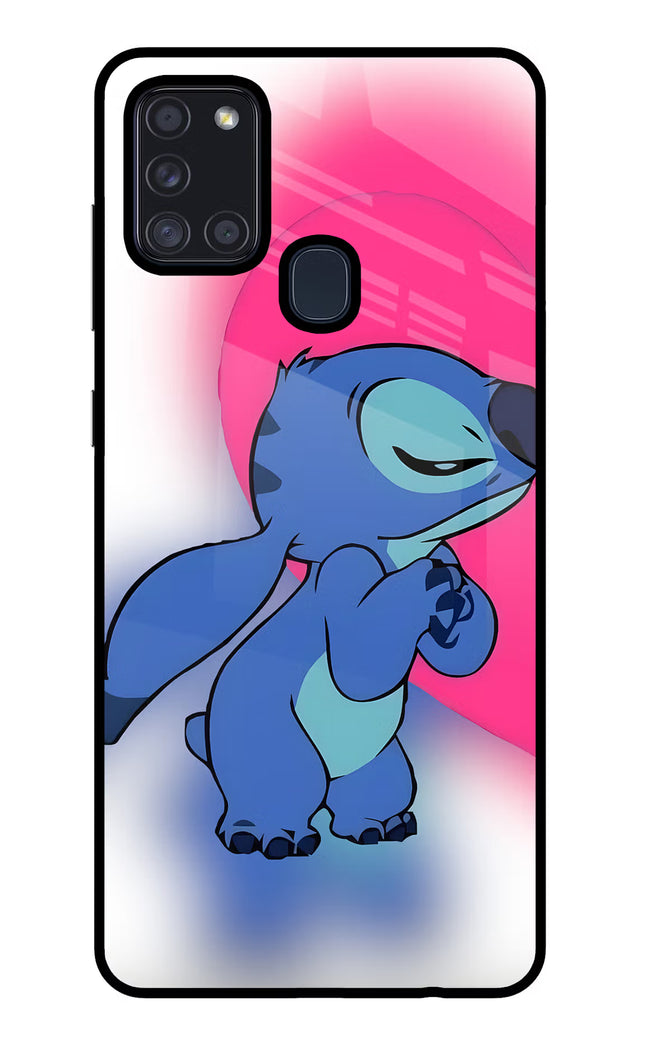 Stitch Hug Samsung A21s Glass Case