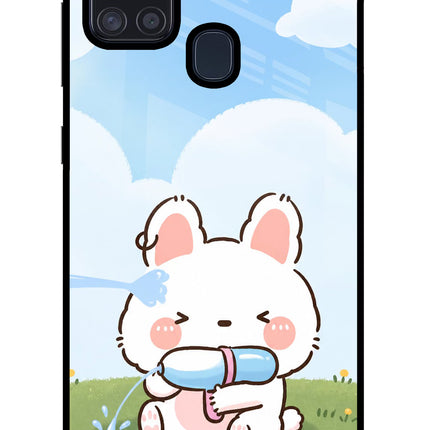 Bunny Treat Samsung A21s Glass Case