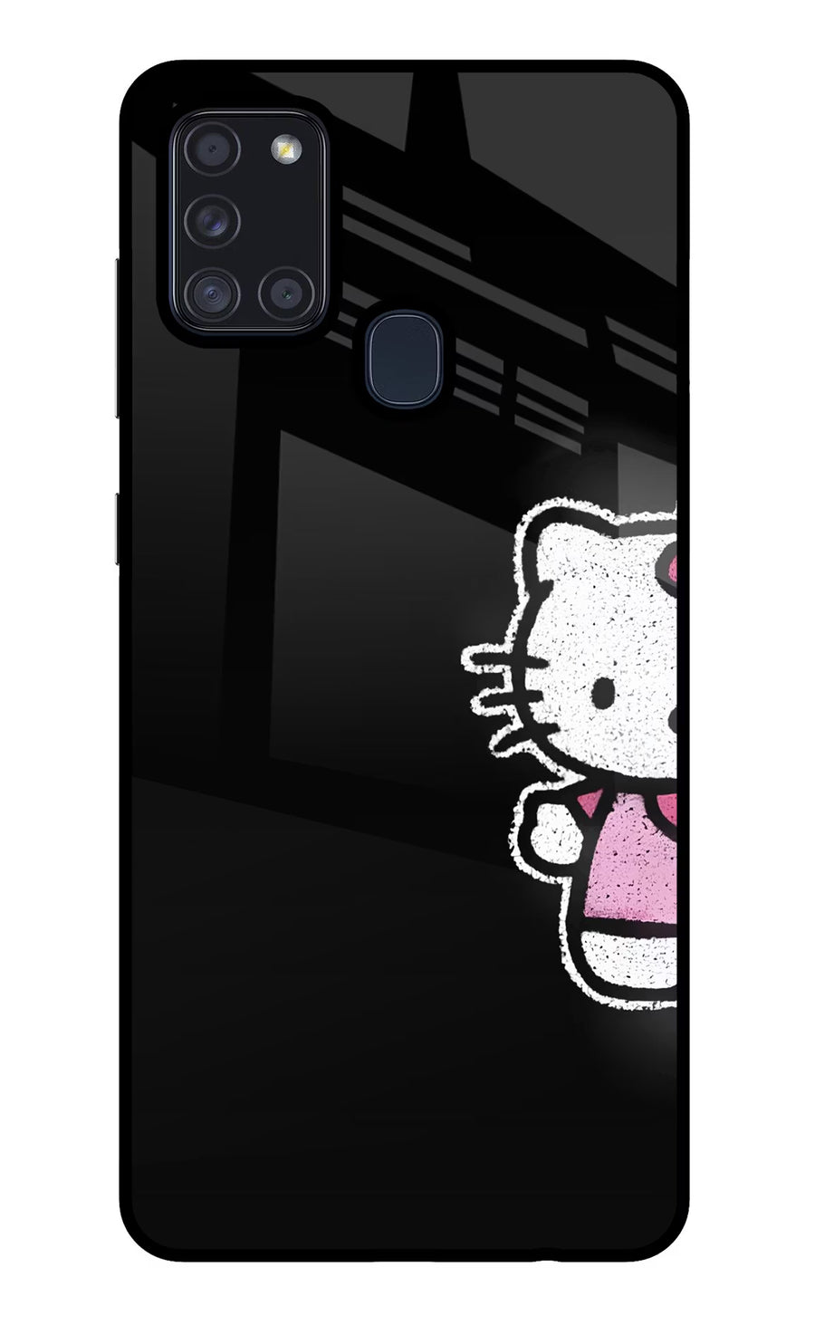 Kitty Charm Samsung A21s Back Cover, Glass case