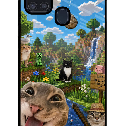 Minecraft Cat Chaos Samsung A21s Glass Case