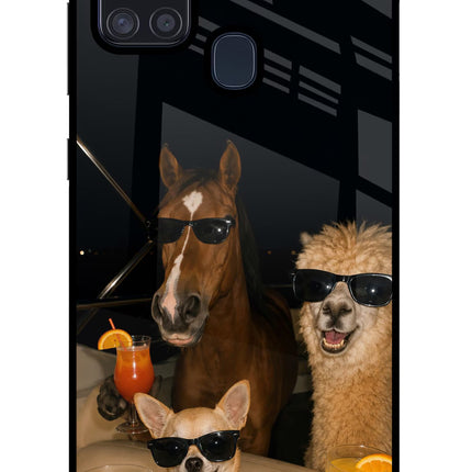 Party Squad Samsung A21s Glass Case
