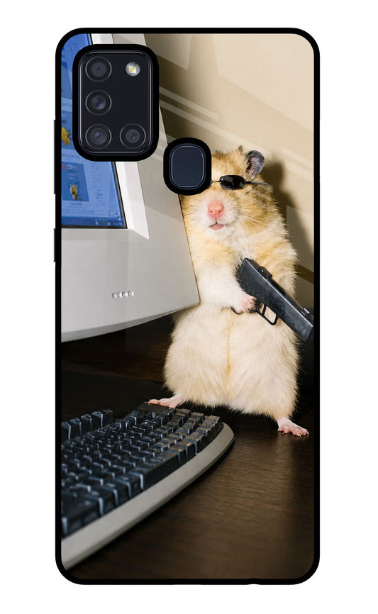 Hacker Hamster Samsung A21s Glass Case